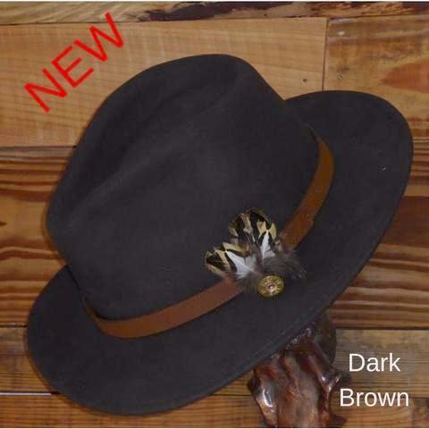 Brown Fedora Hat with Leather Band. Unisex, Crushable.