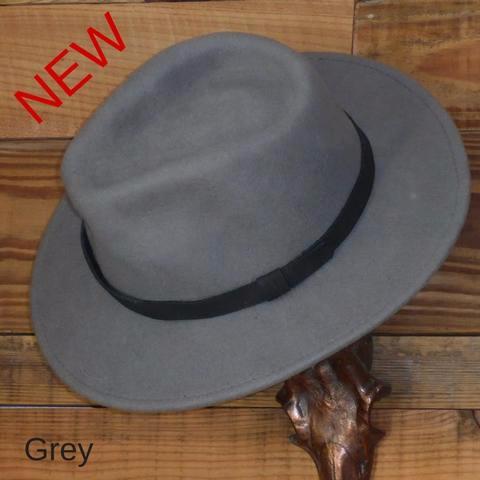 Grey Fedora Hat with Leather Band. Unisex, Crushable.