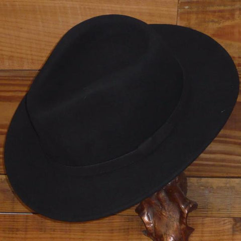 Black Fedora Hat with Leather Band. Unisex, Crushable.