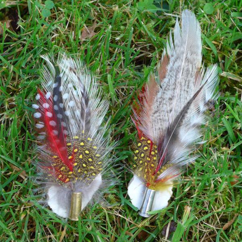 Feather Brooch on Antler with Nickel or Brass Bullet Casing