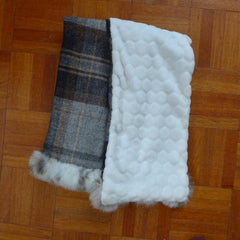 tweed scarf with fur trim