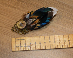 Feather Brooch/Hatpin with Duck and Pheasant Feathers
