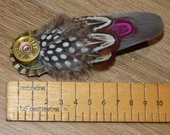 Feather Brooch/Hatpin set in Eley Cartridge