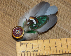 Brooch/Hatpin  made with Pheasant and Pigeon Feathers.